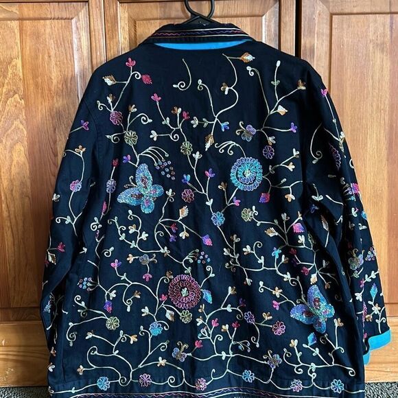 Quacker Factory Butterflies and Flowers Jacket and shirt Set Woman’s Large Beade - Picture 11 of 15